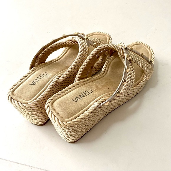 VANELi Clem Champagne Rope Gold-Studded Wedge Sandals Size 9.5N Rockstud Summer - Picture 4 of 16